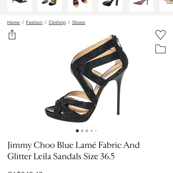 Jimmy Choo Blue Lamé Fabric And Glitter Leila Sandals Size 38 (US 7.5) - Picture 7 of 7